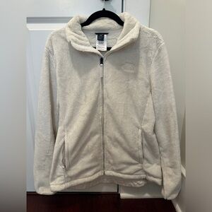 Fuzzy, cream colored, North Face zip-up